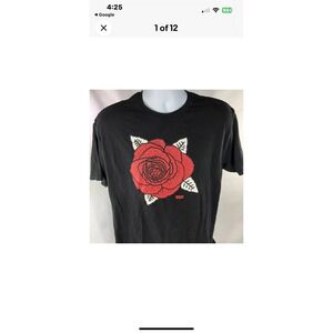 Levi Black Tee Shirt W/ Red Rose Design Size Medium